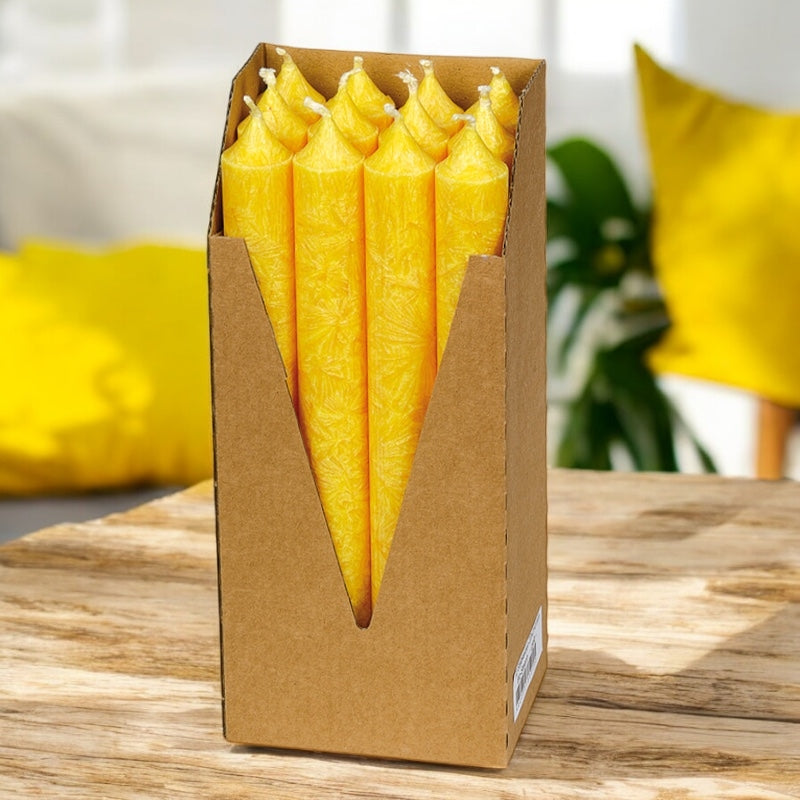 Gelbe Stearin-Kerzenständer, 22 x 210 mm - 12 Stück - Eubiona