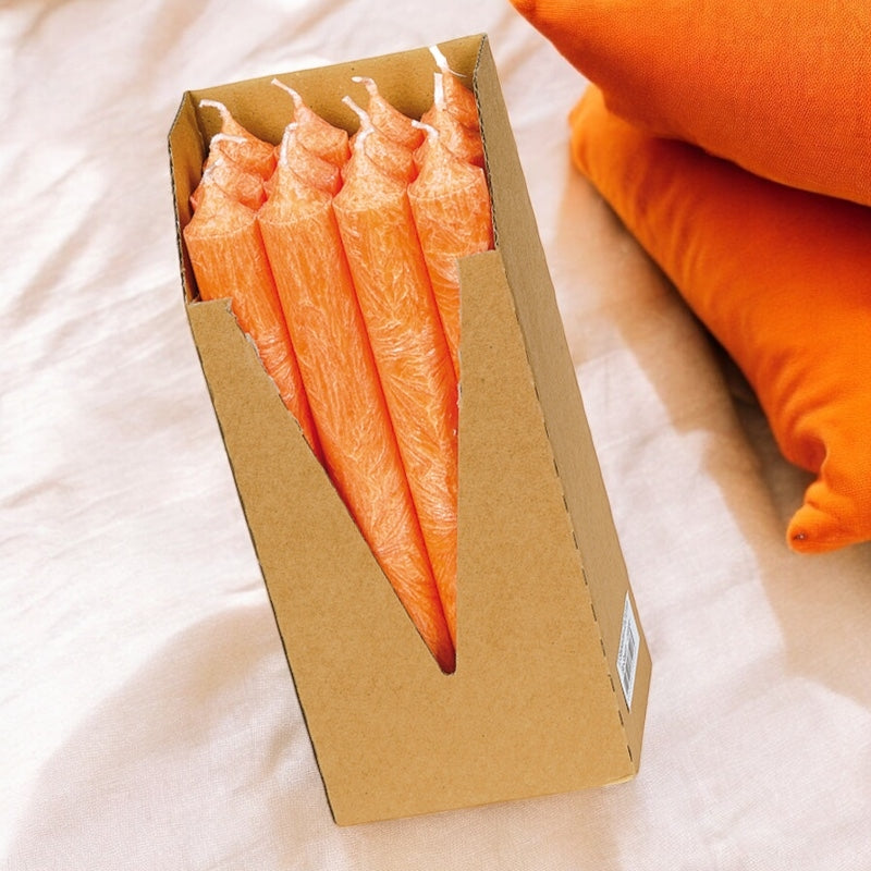 Kerzenständer aus orangefarbenem Stearin, 22 x 210 mm – 12 Stück – Eubiona