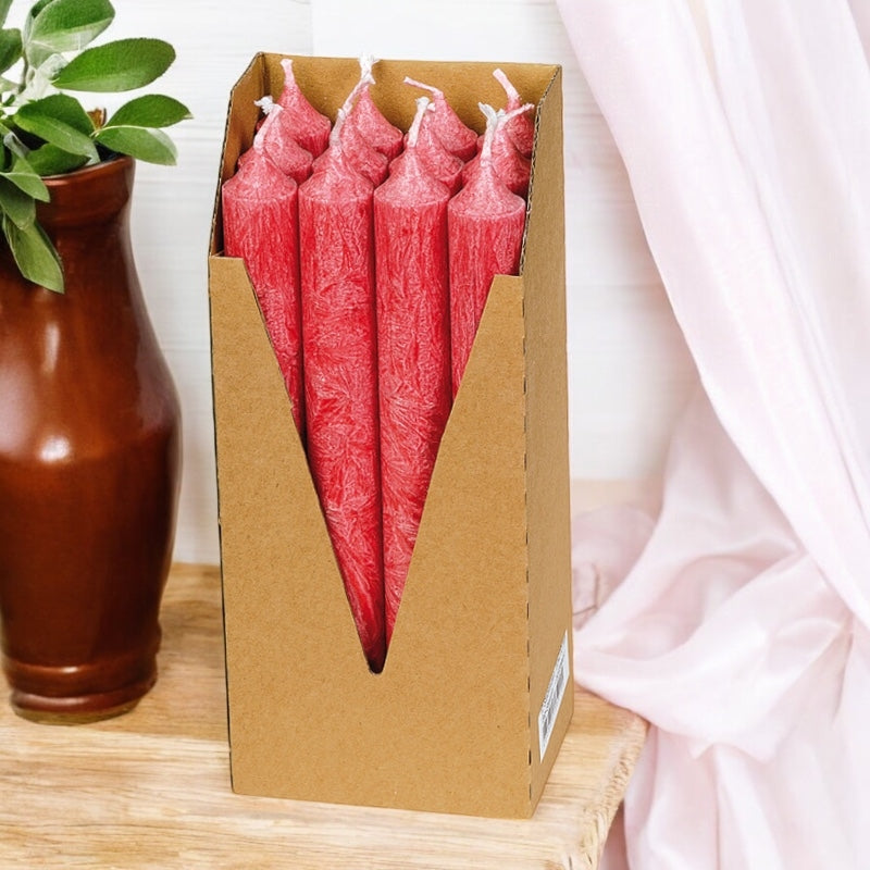 Kerzenständer aus rotem Stearin, 22 x 210 mm – 12 Stück – Eubiona