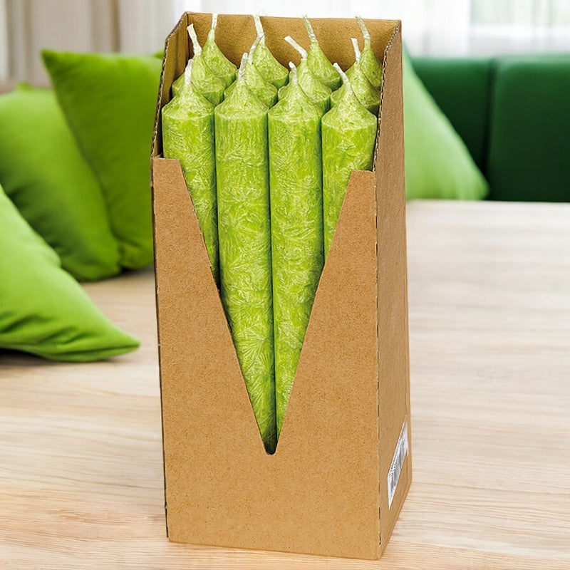 Grüne Stearin-Kerzenständer, 22 x 210 mm - 12 Stück - Eubiona