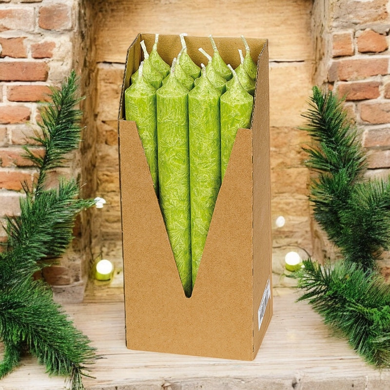 Grüne Stearin-Kerzenständer, 22 x 210 mm - 12 Stück - Eubiona