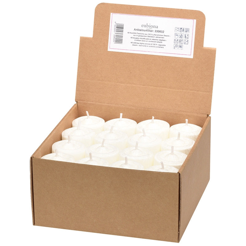 Teelichter aus Bio-Stearin ohne Halter, 20 x 35 mm – 48 Stück von Eubiona
