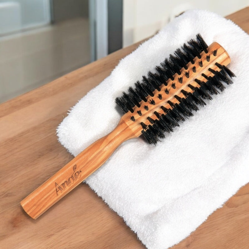 Runde Bürste mit Olivenholzborsten und Wildschweinborsten - Anaé