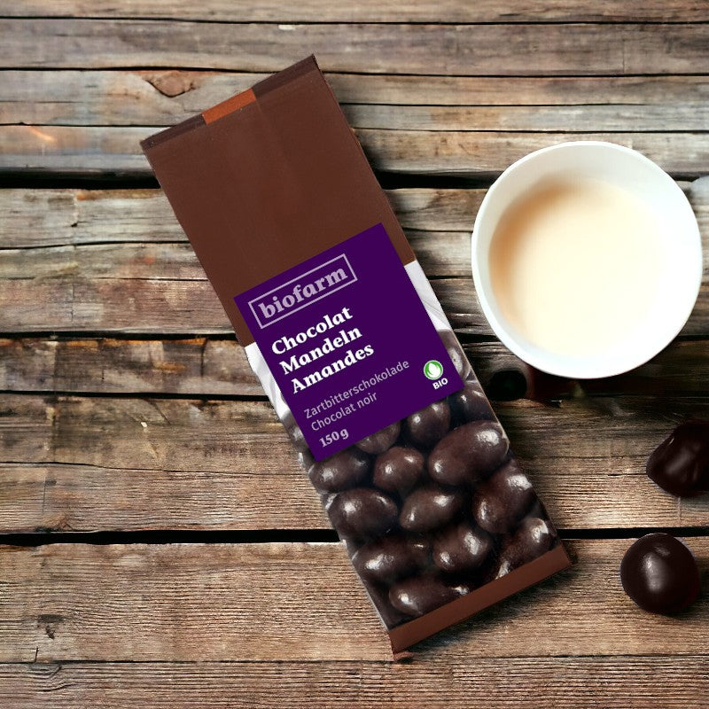 Bio-Zartbitterschokolade mit Mandeln – 150 g – Biofarm
