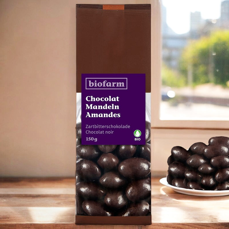 Bio-Zartbitterschokolade mit Mandeln – 150 g – Biofarm