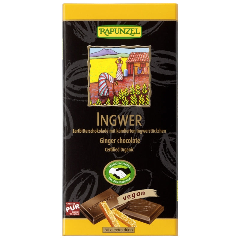 Bio-Zartbitterschokolade mit Ingwer – 80 g – Rapunzel