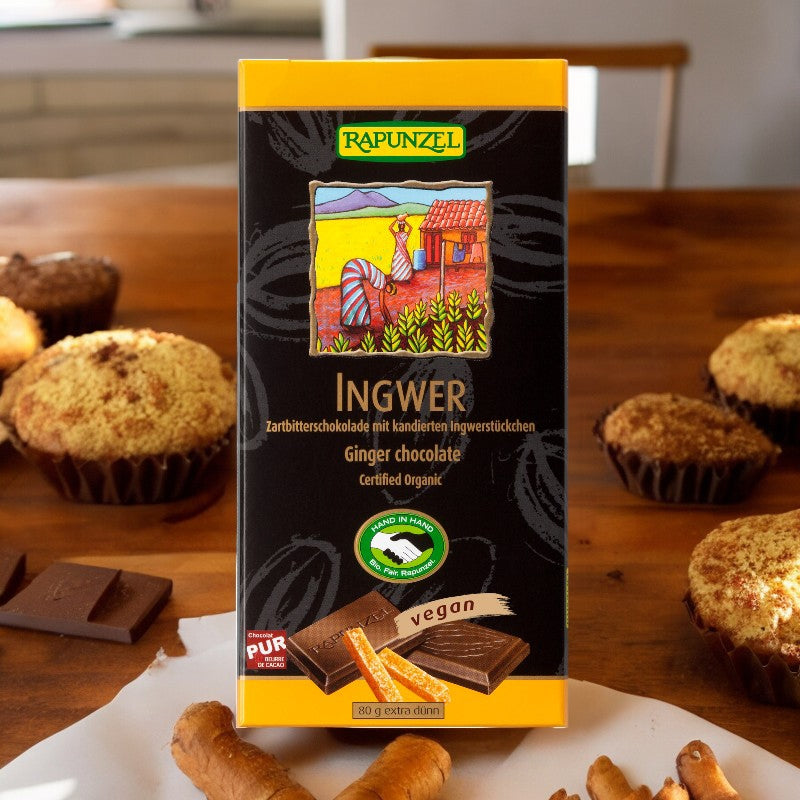 Bio-Zartbitterschokolade mit Ingwer – 80 g – Rapunzel