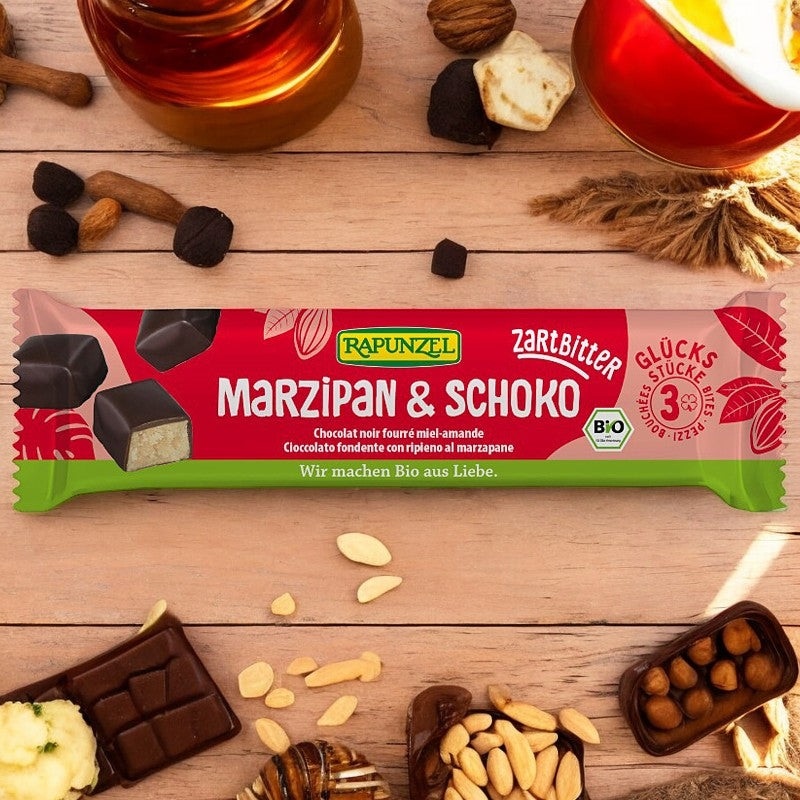 Bio-Zartbitterschokolade mit Honig und Mandeln – 3 Stück – Rapunzel