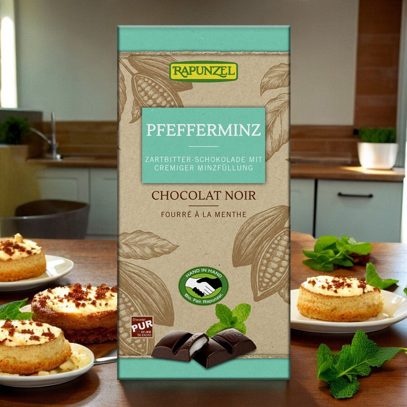 Chocolat noir fourré à la menthe BIO - 100g - Rapunzel