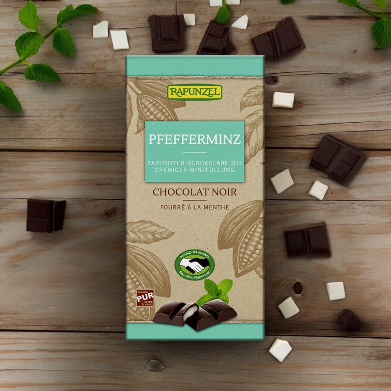Bio-Zartbitterschokolade mit Minzfüllung - 100 g - Rapunzel