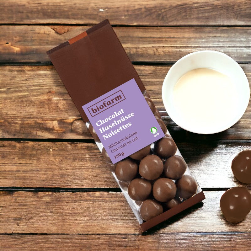 Chocolat noisettes au chocolat au lait BIO - 150g - Biofarm
