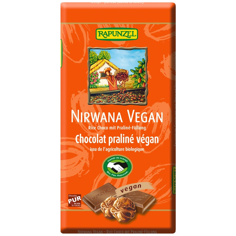 Vegane Schokolade gefüllt mit Nirwana Bio-Pralinencreme - 100 g - Rapunzel