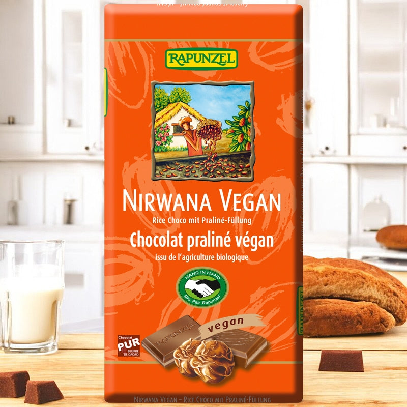 Chocolat vegan fourré au praliné Nirwana BIO - 100g - Rapunzel