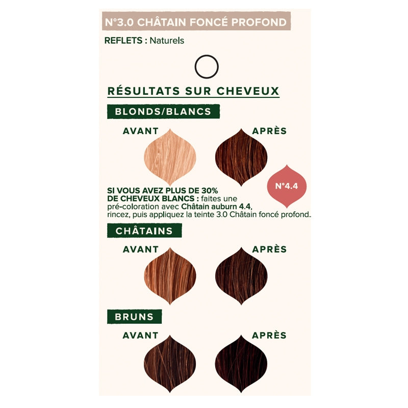 Bio-Haarfarbe auf Pflanzenbasis Nr. 3.0 Dunkelbraun - 100 g - Emblica