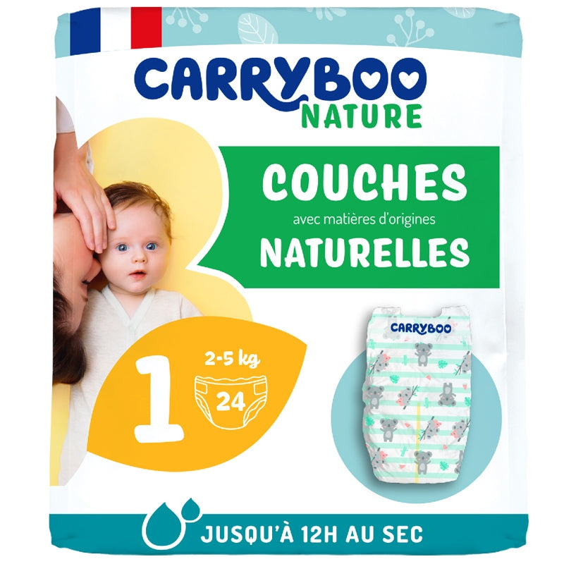 Couches Taille 1 - 2-5 kg - 24 pièces - Carryboo