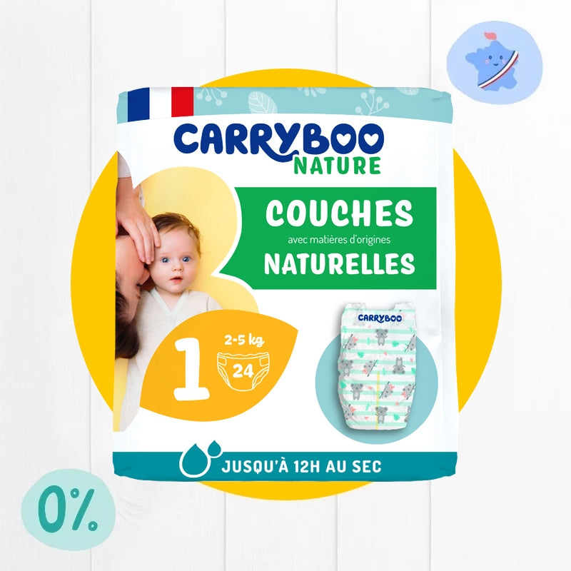Couches Taille 1 - 2-5 kg - 24 pièces - Carryboo
