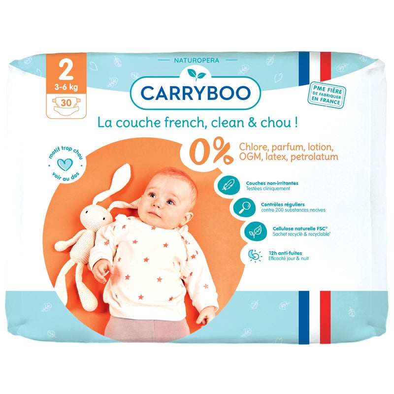 Couches Taille 2 - 3-6 kg - 30 pièces - Carryboo