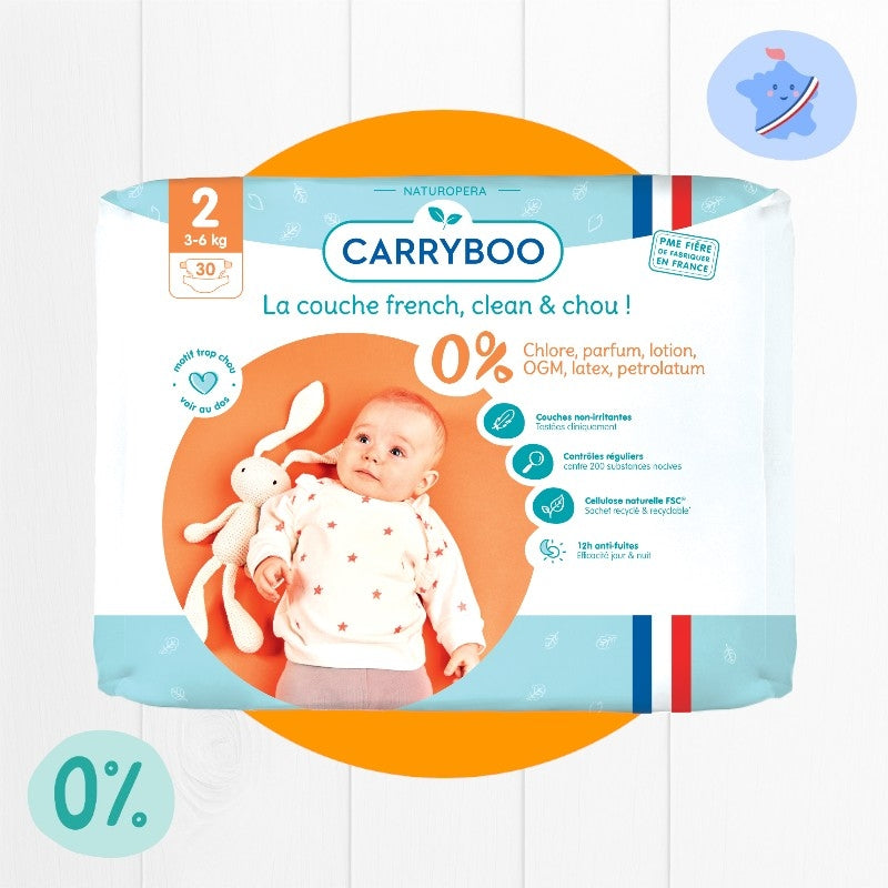 Couches taille 2 3 6 kg 30 pieces carryboo 3