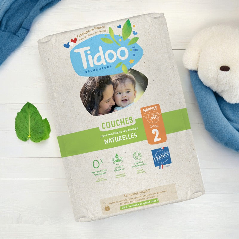 Couches Taille 2 S 3-6 kg - 50 pièces - Tidoo