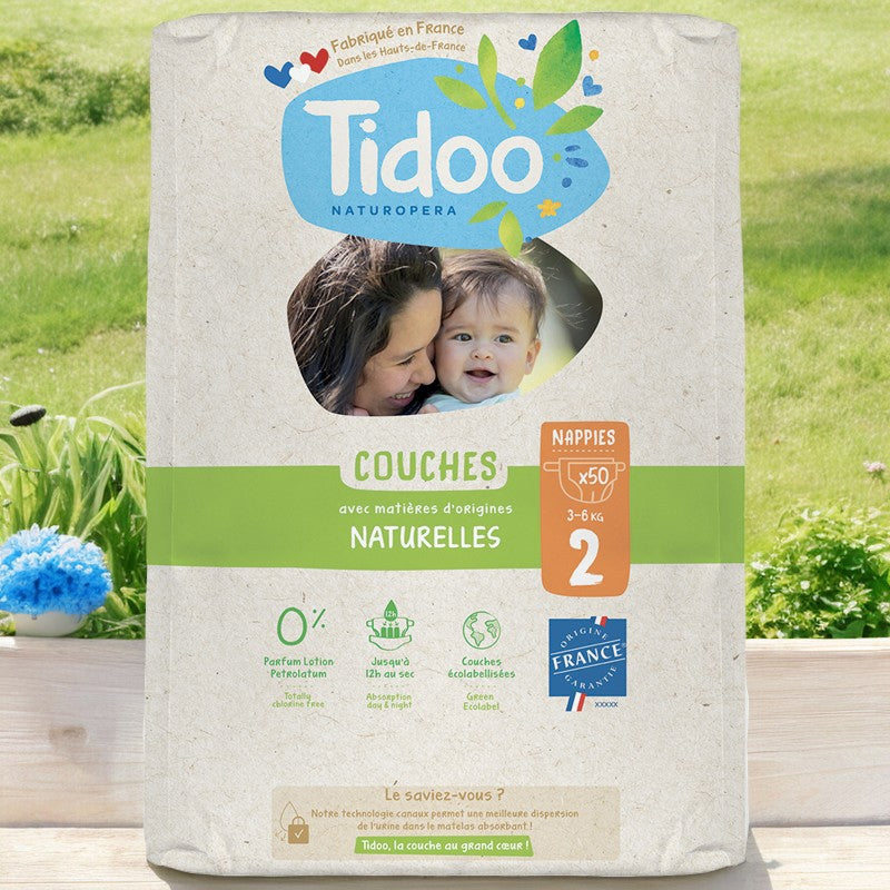 Couches Taille 2 S 3-6 kg - 50 pièces - Tidoo