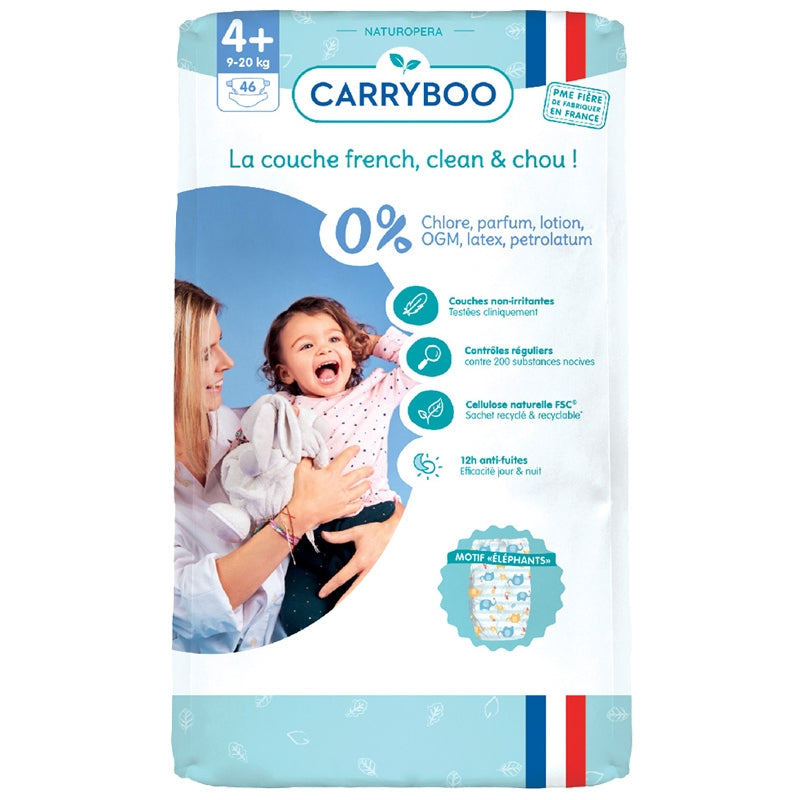 Couches Taille 4+ - 9-20 kg - 46 pièces - Carryboo