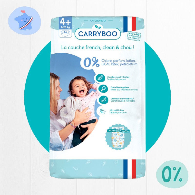 Couches Taille 4+ - 9-20 kg - 46 pièces - Carryboo