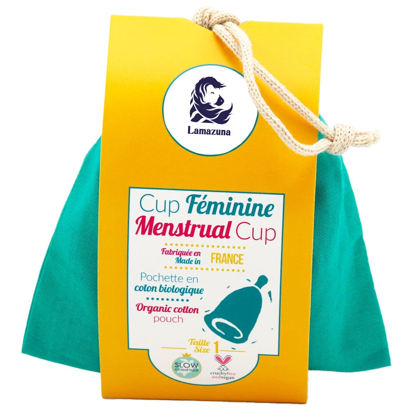 Grüne Menstruationstasse im Beutel - Größe 1 - Lamazuna