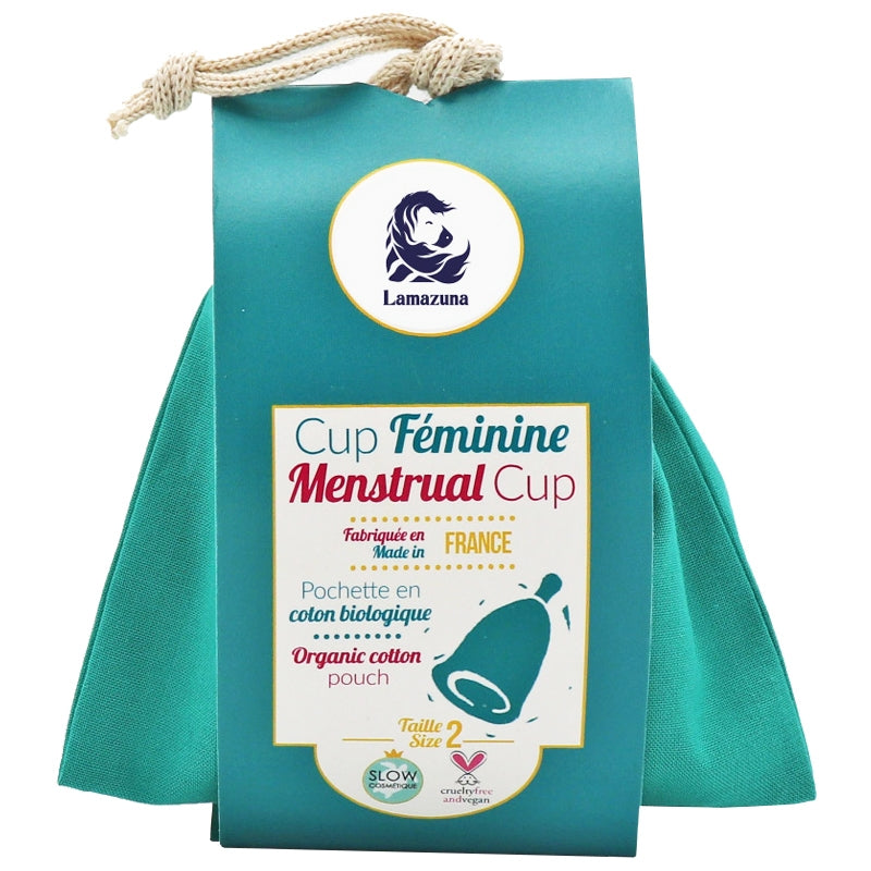 Grüne Menstruationstasse im Beutel - Größe 2 - Lamazuna