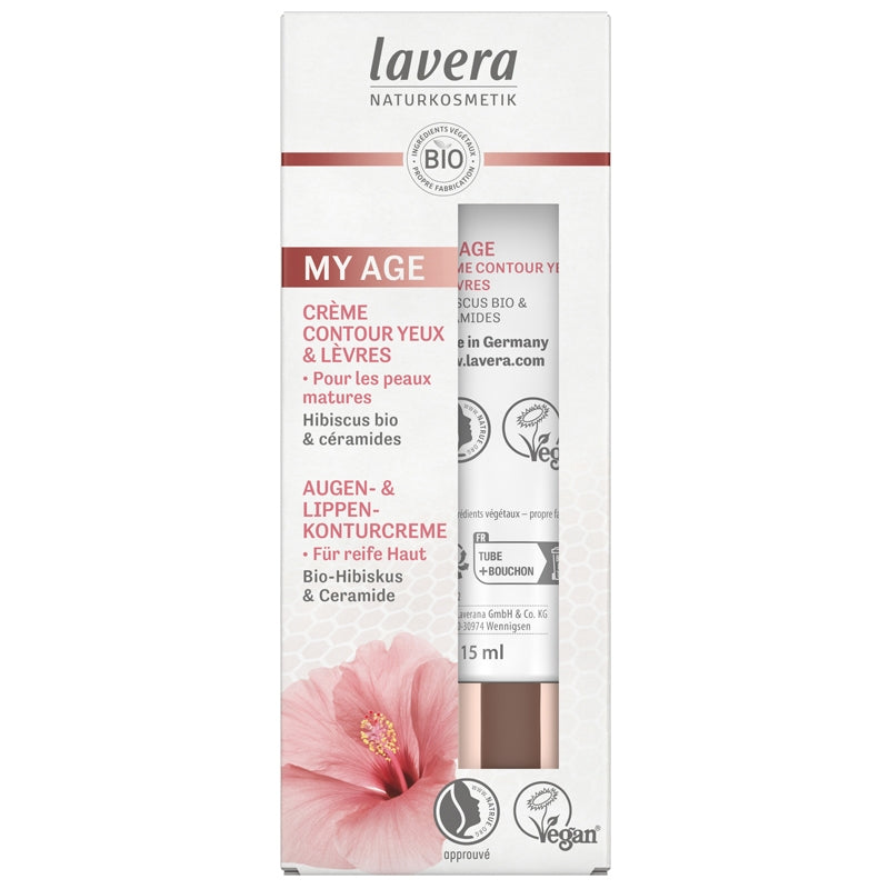 Bio-Augen- und Lippenkonturcreme mit Hibiskus und Ceramiden – 15 ml – Lavera