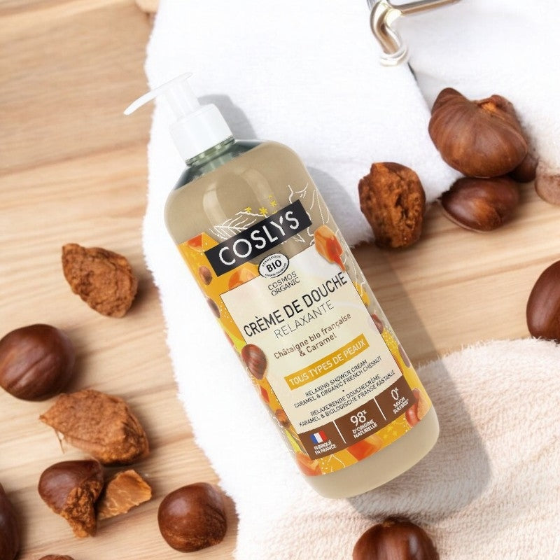 Bio-Entspannungsduschcreme mit Kastanie &amp; Karamell - 1L - Coslys