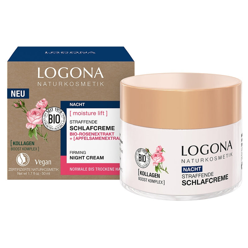 Straffende Bio-Nachtcreme mit Rose &amp; Apfel – 50 ml – Logona