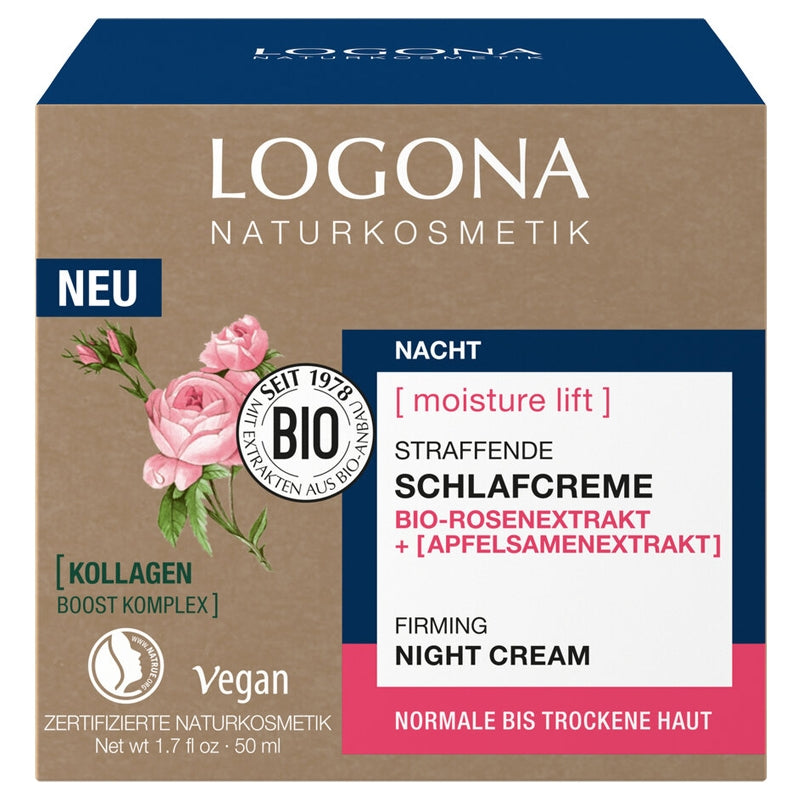 Straffende Bio-Nachtcreme mit Rose &amp; Apfel – 50 ml – Logona