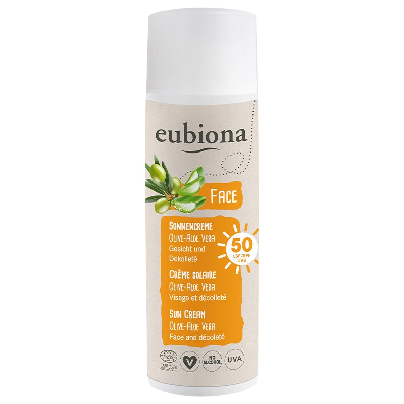 Crème solaire visage & décolleté IP 50 BIO olive & aloe vera - 50ml - Eubiona