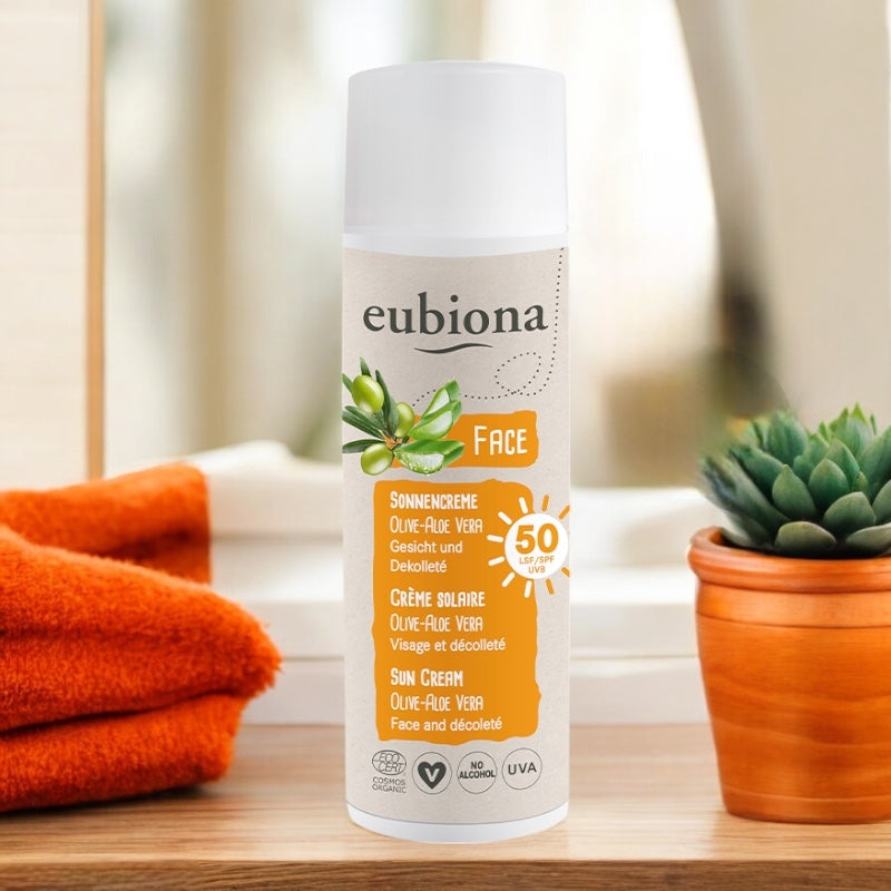 Crème solaire visage & décolleté IP 50 BIO olive & aloe vera - 50ml - Eubiona