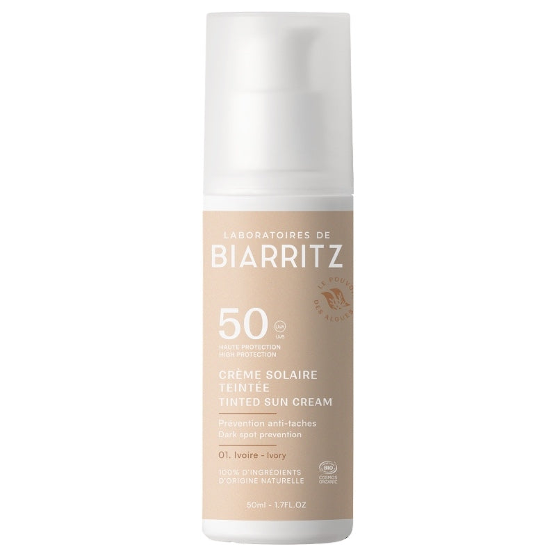 Crème solaire visage teintée ivoire BIO IP 50 - 50ml - Laboratoires de Biarritz
