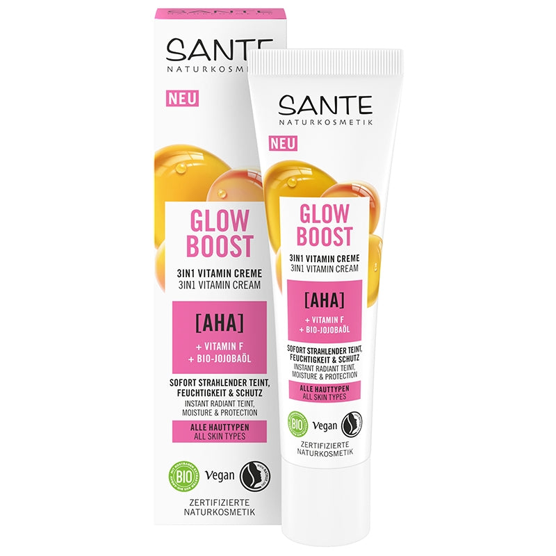 Crème vitaminée 3 en 1 Glow Boost BIO AHA & vitamine F - 30ml - Sante