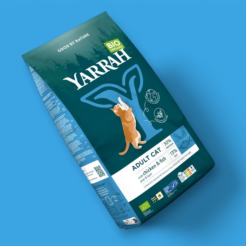 Bio-Katzenfutter mit Huhn, Fisch und Getreide – 800 g – Yarrah