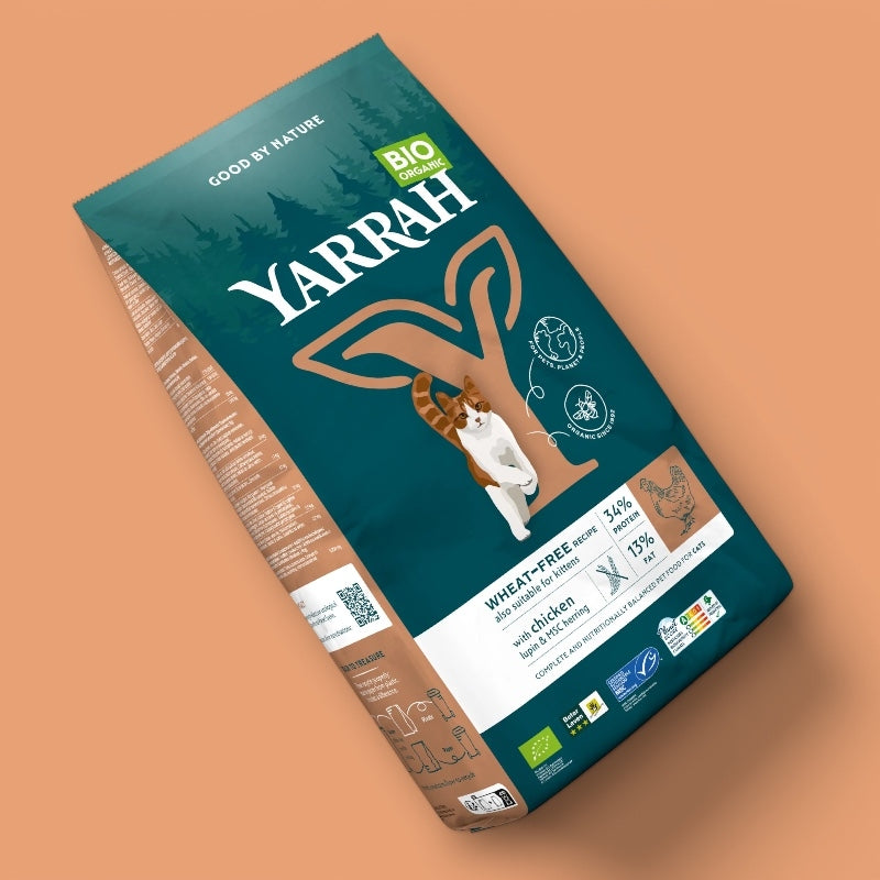 Bio-Katzenfutter mit Huhn und Fisch, weizenfrei – 2,4 kg – Yarrah