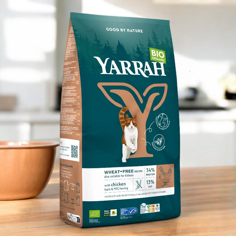 Croquettes poulet & poisson sans blé pour chat BIO - 2,4kg - Yarrah