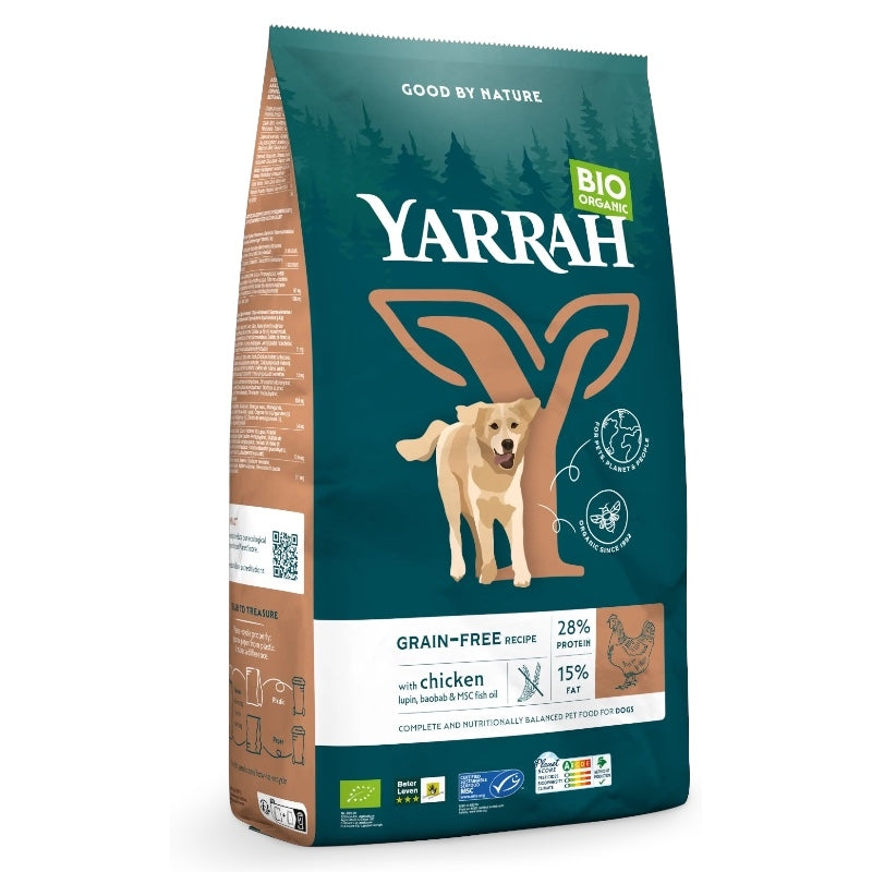 Bio-Hundefutter mit Huhn, getreidefrei, 10 kg – Yarrah