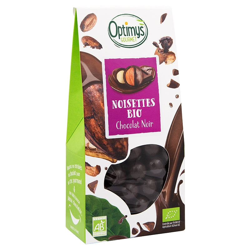 Bio-Haselnuss-Zartbitterschokoladen-Genuss – 150 g – Optimys