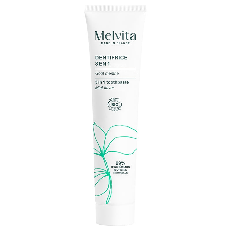 Dentifrice 3 en 1 BIO menthe sans fluor - 75ml - Melvita