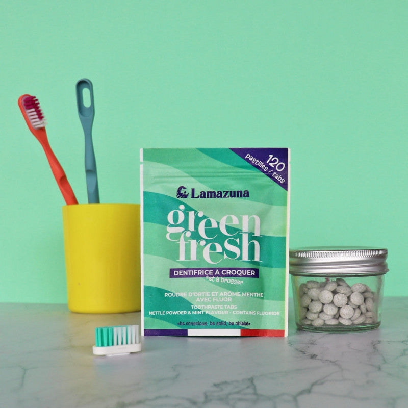 Dentifrice à croquer BIO ortie & menthe avec fluor - 120 pcs - Lamazuna