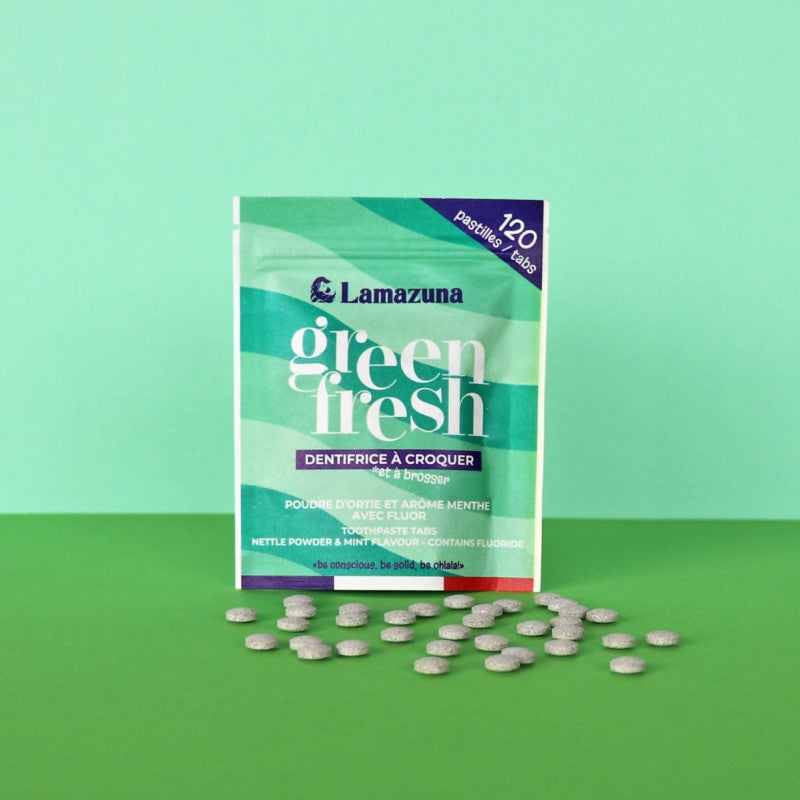 Dentifrice à croquer BIO ortie & menthe avec fluor - 120 pcs - Lamazuna