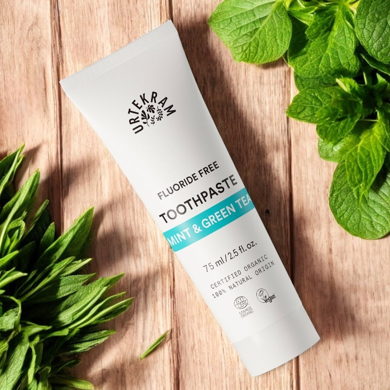 Dentifrice BIO menthe & thé vert sans fluor - 75ml - Urtekram