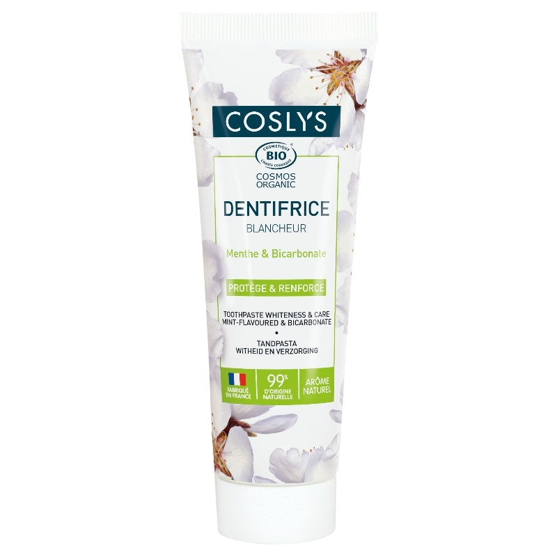 Bio-Zahncreme mit aufhellender Wirkung, Minze und Natron, fluoridfrei - 75 ml - Coslys