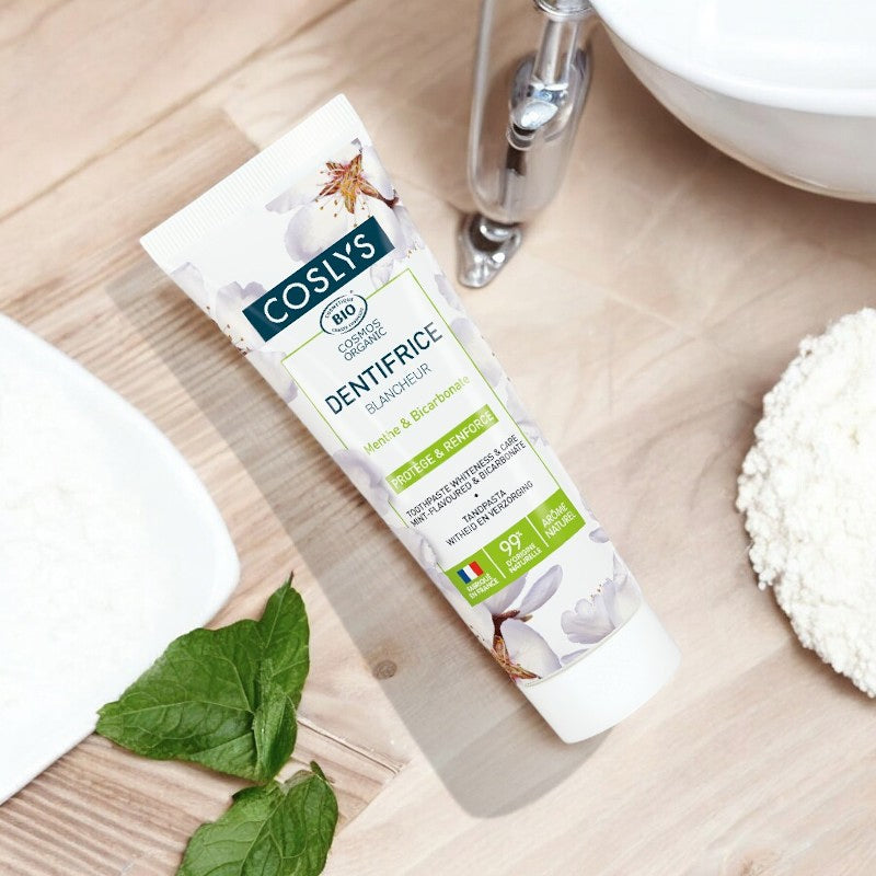 Bio-Zahncreme mit aufhellender Wirkung, Minze und Natron, fluoridfrei - 75 ml - Coslys