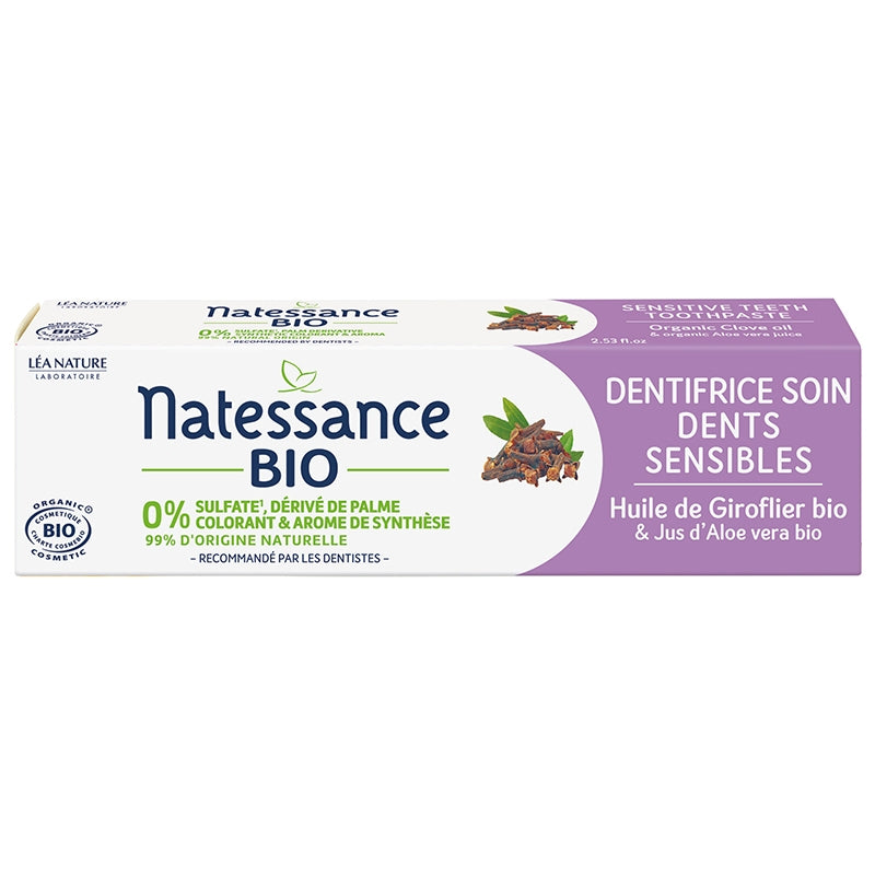 Dentifrice dents sensibles BIO giroflier & aloe vera - 75ml - Natessance