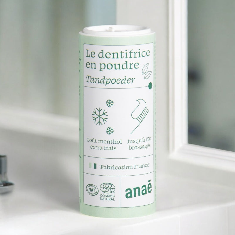 Dentifrice en poudre BIO menthol extra-frais sans fluor - 40g - Anaé