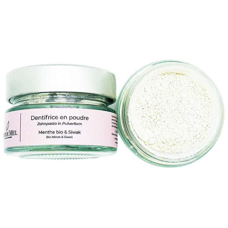Zahnpasta in Pulverform mit Minze und Miswak, fluoridfrei – 35 g – Natur'Mel